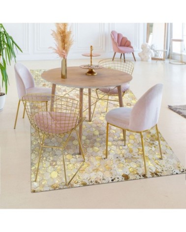 Tapis recyclé cuir motifs hexagone or 120x170