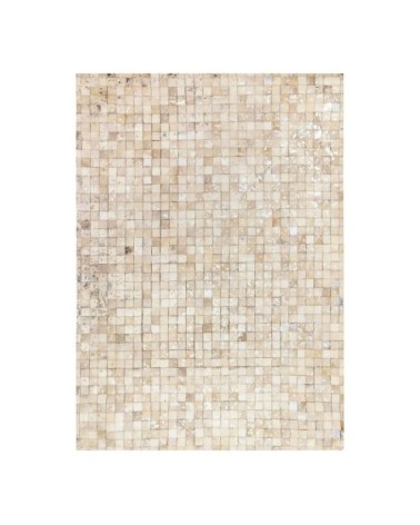 Tapis recyclé cuir éclats argentés blanc 160x230
