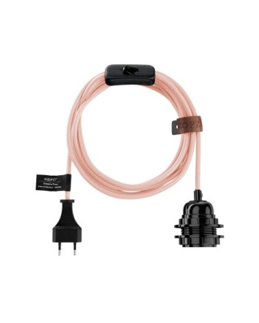 Fil électrique en tissu luminaire rose pastel 4,5m