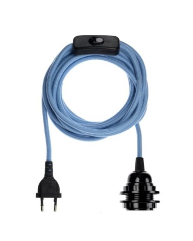 Fil électrique en tissu luminaire bleu pastel 4,5m