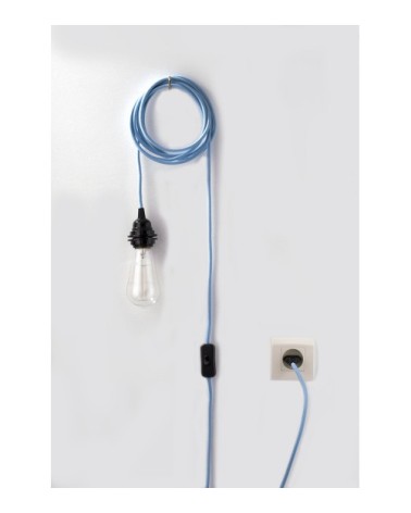 Fil électrique en tissu luminaire bleu pastel 4,5m