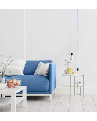 Fil électrique en tissu luminaire bleu pastel 4,5m