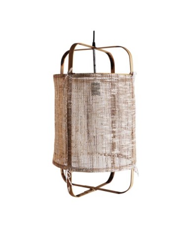 Lustre en bois de sapin et lin en marron 33x33x58 cm