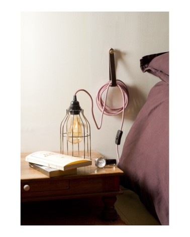 Fil électrique en tissu luminaire zigzag rouge blanc 4,5m