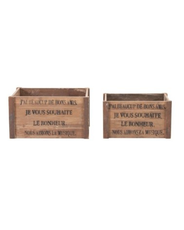 Boîte en bois en brun 52x38x28 / 45x32x24