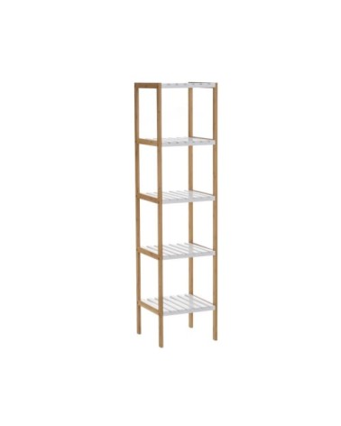 Étagère salle de bain bambou blanc 5 étages - 34x33x140cm
