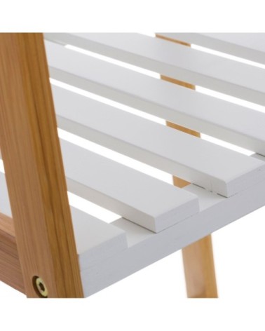 Étagère salle de bain bambou blanc 5 étages - 34x33x140cm