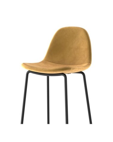 Chaise de bar en velours jaune 75 cm  (lot de 2)