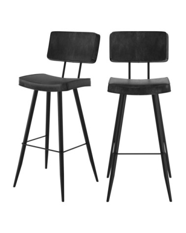 Chaise de bar grise/noire en cuir synthétique 76 cm (lot de 2)