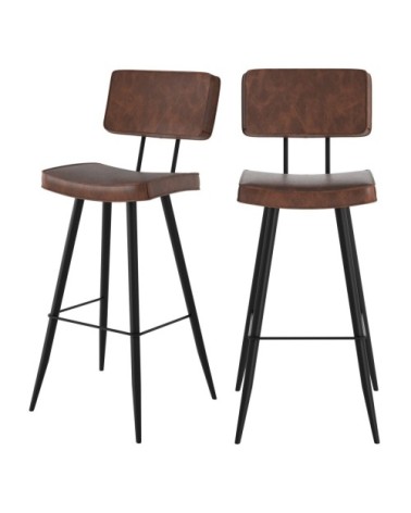 Chaise de bar marron en cuir synthétique 76 cm (lot de 2)