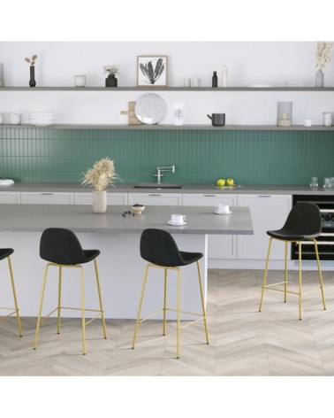 Chaise de bar mi-hauteur 65 cm en velours noir (lot de 2)