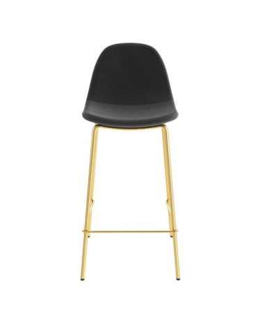 Chaise de bar mi-hauteur 65 cm en velours noir (lot de 2)
