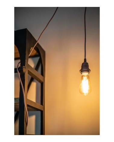 Fil électrique en tissu luminaire zigzag blanc noir 4,5m