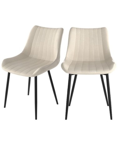 Chaise en tissu beige et métal noir (x2)