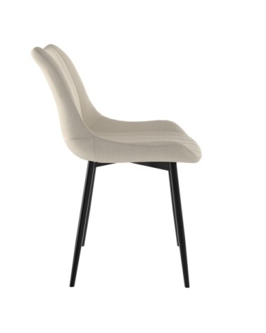 Chaise en tissu beige et métal noir (x2)