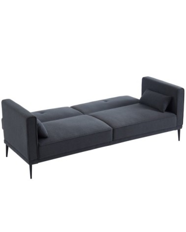 Canapé droit convertible 3 places en tissu gris