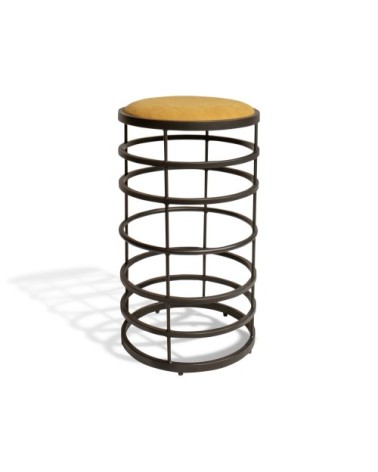 Tabouret de bar en métal noir et simili cuir camel h71cm