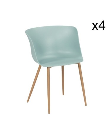 Lot de 4 fauteuils de table céladon