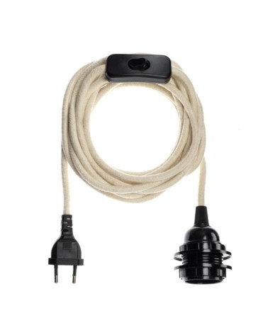 Fil électrique en tissu luminaire coton blanc 4,5m