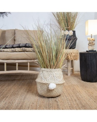 Panier cache-pot en jonc de mer D30 x H10