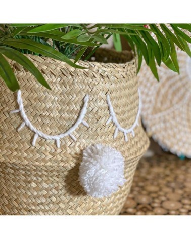 Panier cache-pot en jonc de mer D30 x H10