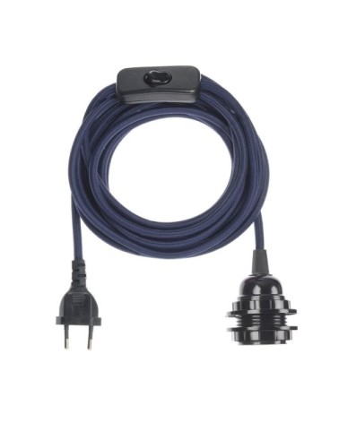 Fil électrique en tissu luminaire bleu marine 4,5m