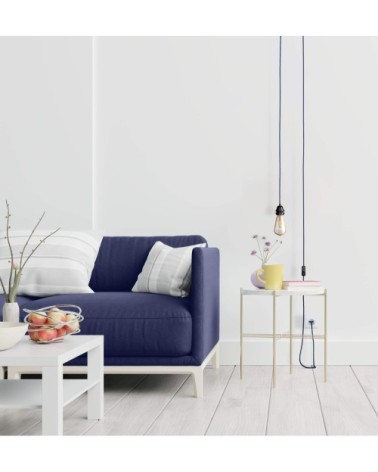 Fil électrique en tissu luminaire bleu marine 4,5m