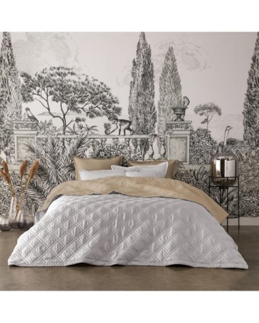 Couvre lit en satin de coton bio beige 260x240