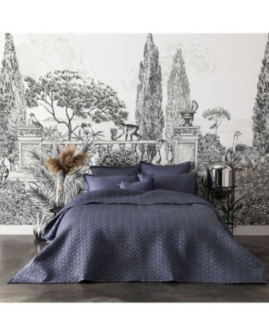 Couvre lit en satin de coton bio bleu 260x240