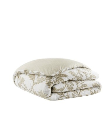 Housse de couette en percale de coton blanc et marron 260x240