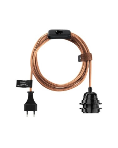 Fil électrique sectionnable en tissu luminaire cuivre 4,5m