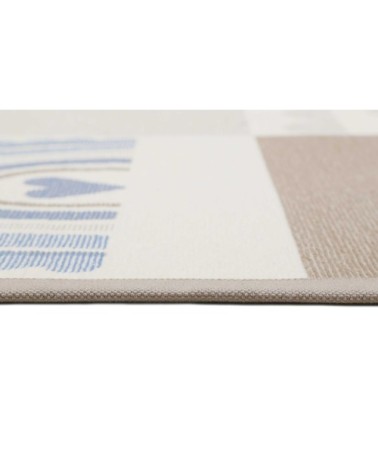 Tapis plat réversible tons pastels beige, rose et bleu 70x140