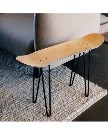 Banc Skate en bois noir L81 cm H47 cm