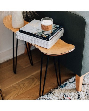 Banc Skate en bois noir L81 cm H47 cm