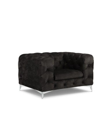 Fauteuil en velours gris foncé