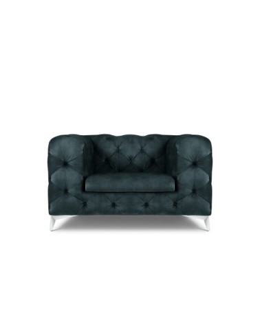 Fauteuil en velours pétrole