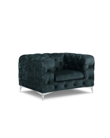 Fauteuil en velours pétrole