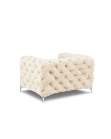 Fauteuil en velours beige clair