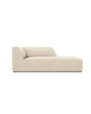 Méridienne droite 1 place en tissu velours côtelé beige clair