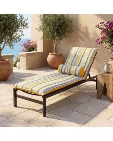 Coussin pour Chaise Longue et Traversin 195x60x5cm Motif Solaires