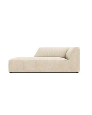 Méridienne gauche 1 place en tissu velours côtelé beige clair