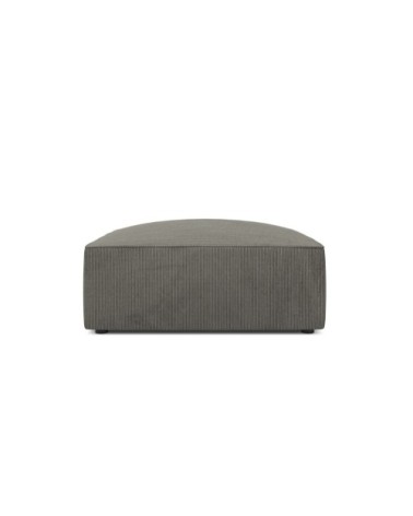 Pouf 1 place en tissu velours côtelé gris clair