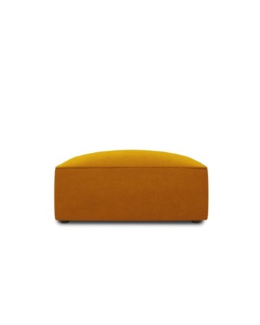 Pouf 1 place en tissu velours jaune