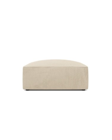 Pouf 1 place en tissu velours côtelé beige clair