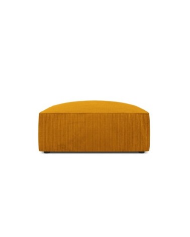 Pouf 1 place en tissu velours côtelé jaune