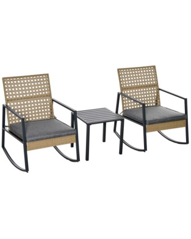 Ensemble de jardin 2 places 3 pièces style colonial métal résine beige