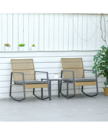 Ensemble de jardin 2 places 3 pièces style colonial métal résine beige