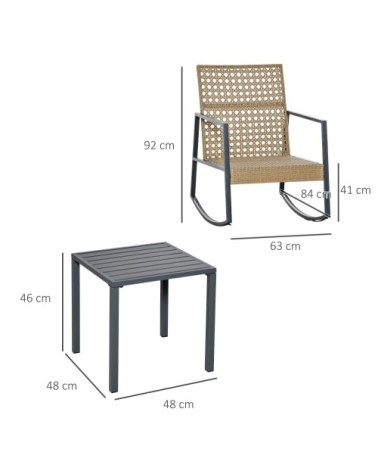 Ensemble de jardin 2 places 3 pièces style colonial métal résine beige