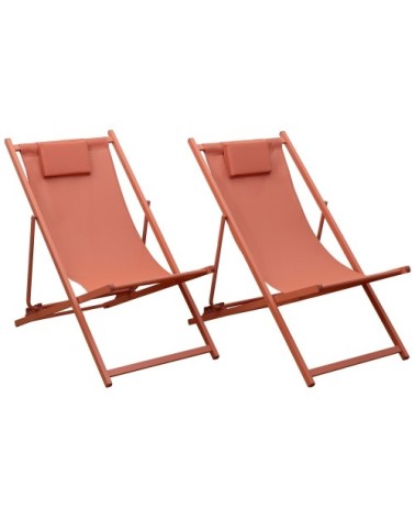 Lot de 2 chiliennes en textilène et aluminium terracotta