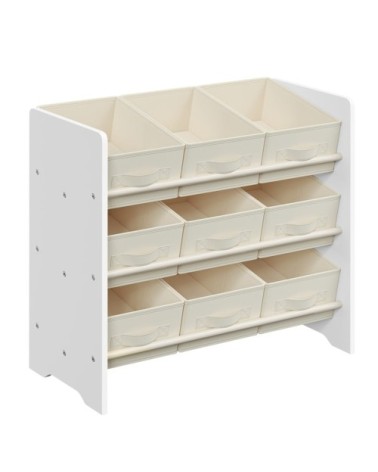 Étagère à jouets pour enfant 9 boîtes de rangement blanc nuage